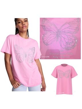 VSPINK Butterfly Bling Rhinestone Tee NEW WITH TAGS